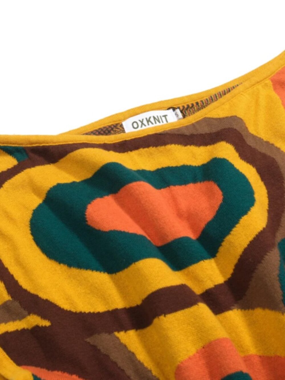 Oxknit Women's Retro 60's jacquard slant shoulder Knit T-shirt Cropped Length XL - Picture 4 of 6